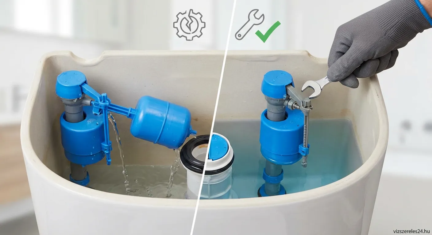 WC öblítő tartály stop funkció javítás közben